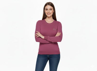RYTONZ Solid Round Neck Casual Women Red Sweater