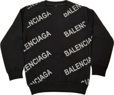 TkNaginaWala Graphic Print Round Neck Casual Boys Black Sweater