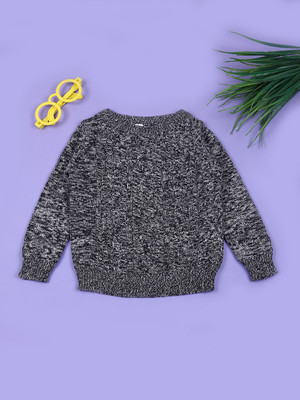 V-MART Self Design Round Neck Casual Baby Boys Grey Sweater
