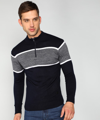 WROGN Striped Round Neck Casual Men Multicolor Sweater