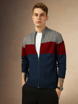Dennis Lingo Self Design Round Neck Casual Men Multicolor Sweater