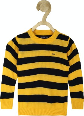 Allen Solly Striped Crew Neck Casual Boys Yellow Sweater