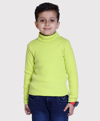 Kepa Boys Solid Cotton Blend Regular, Slim T Shirt(Green, Pack of 1)