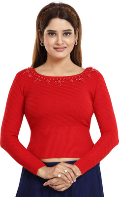 Nighty King Solid Round Neck Casual Women Red Sweater