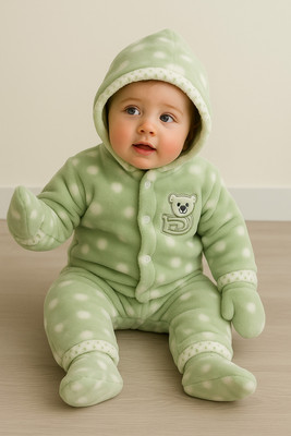 dealpakki Polka Print Collared Neck Casual Baby Boys & Baby Girls Reversible Green Sweater