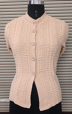 S.L. Madhok Self Design Round Neck Casual Women Beige Sweater