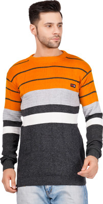 BADOS Striped Round Neck Casual Men Multicolor Sweater