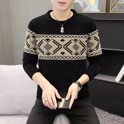Keenuu Striped Round Neck Casual Men Black, Beige Sweater