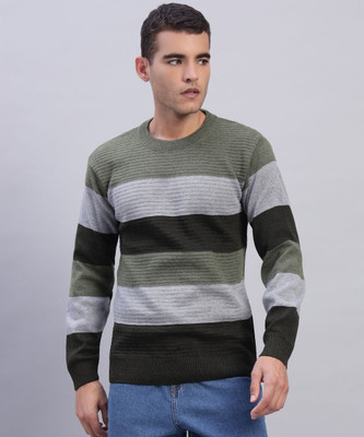 WILLEY Striped Round Neck Casual Men Multicolor Sweater
