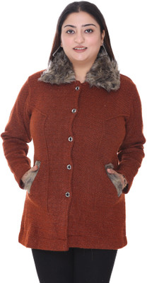 WOOL 4U Solid Collared Neck Casual Women Black Sweater