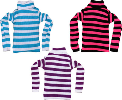 MT FASHIONS Striped High Neck Casual Boys & Girls Multicolor Sweater