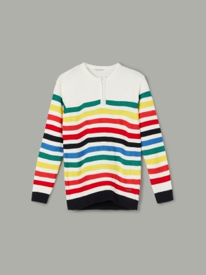 Fame Forever by Lifestyle Striped Round Neck Casual Boys Multicolor Sweater