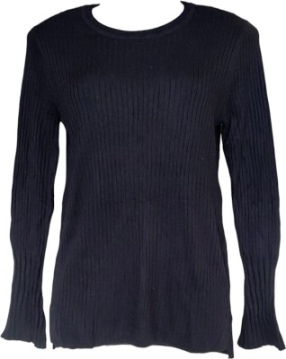 Stylista Fashion Boutique Solid Round Neck Casual Women Black Sweater