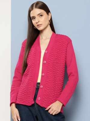 Aarika Solid V Neck Casual Women Pink Sweater