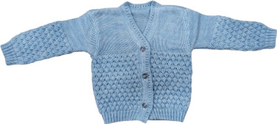 Toffyhouse Woven Round Neck Casual Baby Boys & Baby Girls Blue Sweater