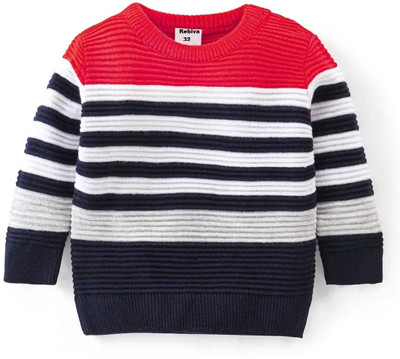 Rebiva Striped Crew Neck Casual Boys Multicolor Sweater