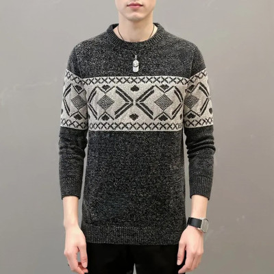 Keenuu Printed High Neck Casual Men Grey Sweater