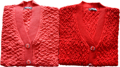 Shunit creation Solid V Neck Formal Women Red, Pink Sweater