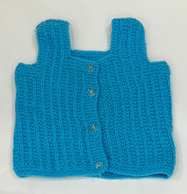 ANVITKAONLINE HUB Self Design Square Neck Formal Baby Boys & Baby Girls Light Blue, White Sweater