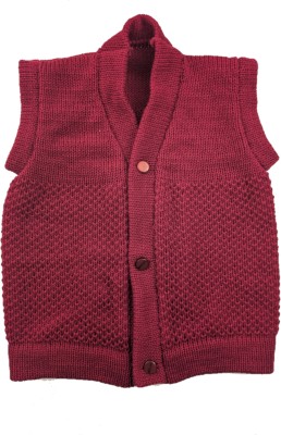 shahane&sons Woven V Neck Casual Baby Boys & Baby Girls Maroon Sweater