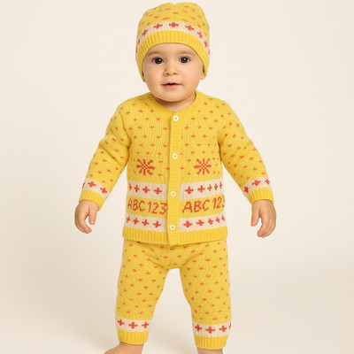 Paryag Self Design Round Neck Casual Baby Boys & Baby Girls Multicolor Sweater