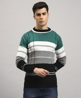 DIVYAM COLLECTION Striped, Colorblock Round Neck Casual Men Multicolor Sweater
