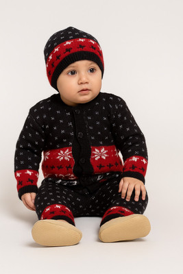 Paryag Self Design Round Neck Casual Baby Boys & Baby Girls Multicolor Sweater