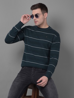 CRIMSOUNE CLUB Woven Round Neck Casual Men Blue, White Sweater