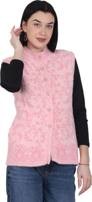 HITTIKA Self Design V Neck Casual Women Pink Sweater