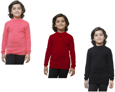 IndiWeaves Solid Round Neck Casual Boys Multicolor Sweater