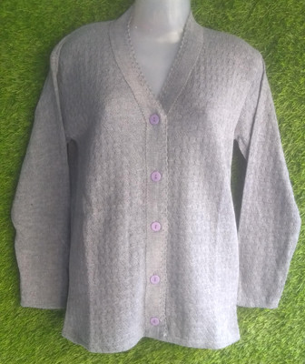 Galhotra Solid V Neck Formal Women Grey Sweater