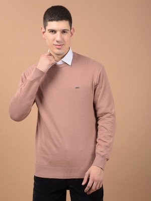 CANTABIL Solid Round Neck Casual Men Pink Sweater