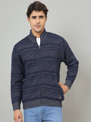 DUKE Self Design High Neck Casual Men Blue Sweater