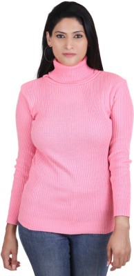 LOVO Woven Turtle Neck Casual Women Pink Sweater