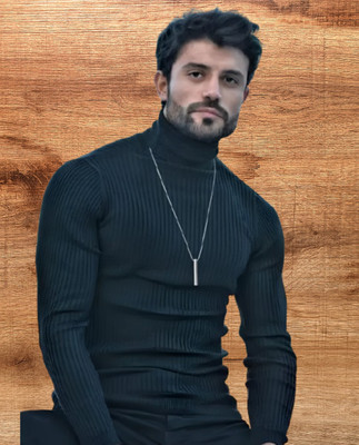 TRENDSET Solid Turtle Neck Casual Men Blue Sweater