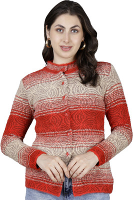 HITTIKA Self Design Round Neck Casual Women Red Sweater