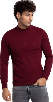 PARX Solid Turtle Neck Casual Men Maroon Sweater