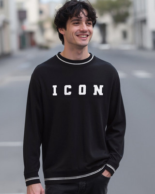 BEWAKOOF Printed Round Neck Casual Men Black Sweater