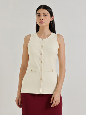 FableStreet Solid Round Neck Casual Women White Sweater