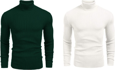 FASHLOOK Solid High Neck Casual Men Multicolor Sweater