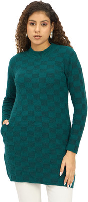 DUKE Self Design Round Neck Casual Women Blue Sweater