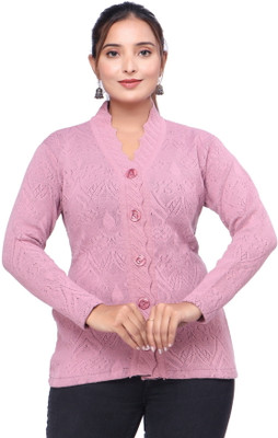 PIPASA WOMEN Solid Collared Neck Casual Women Pink Sweater