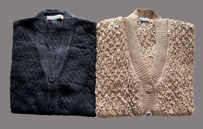 Shunit creation Self Design V Neck Lounge Wear Women Black, Brown Sweater