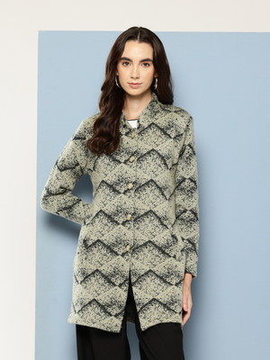 Roadster Checkered Collared Neck Casual Women Green Sweater