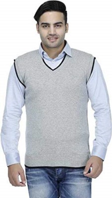 ZAKOD Solid V Neck Casual Men Grey Sweater