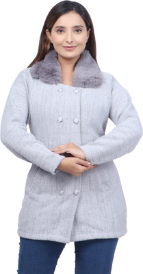 Pipasa Self Design Collared Neck Casual Women Grey Sweater