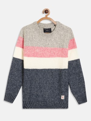 Octave Striped Round Neck Casual Boys Multicolor Sweater