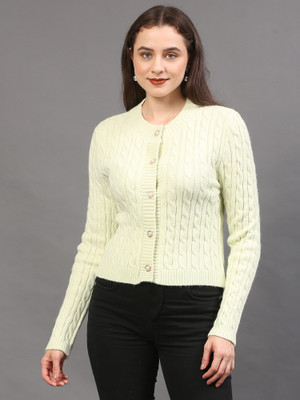 The Sleep Intimo Chevron/Zig Zag Round Neck Casual Women Light Green Sweater