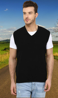 jorden4u Solid V Neck Casual Men Black Sweater