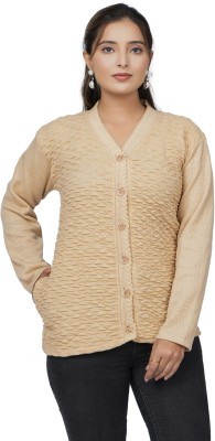 PIPASA WOMEN Solid V Neck Casual Women Beige Sweater